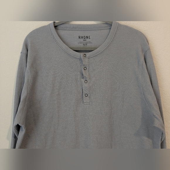 Rhone Grey Button-Snap Cotton Waffle Knit Thermal Henley Size XL Cozy Lounge - Picture 4 of 7